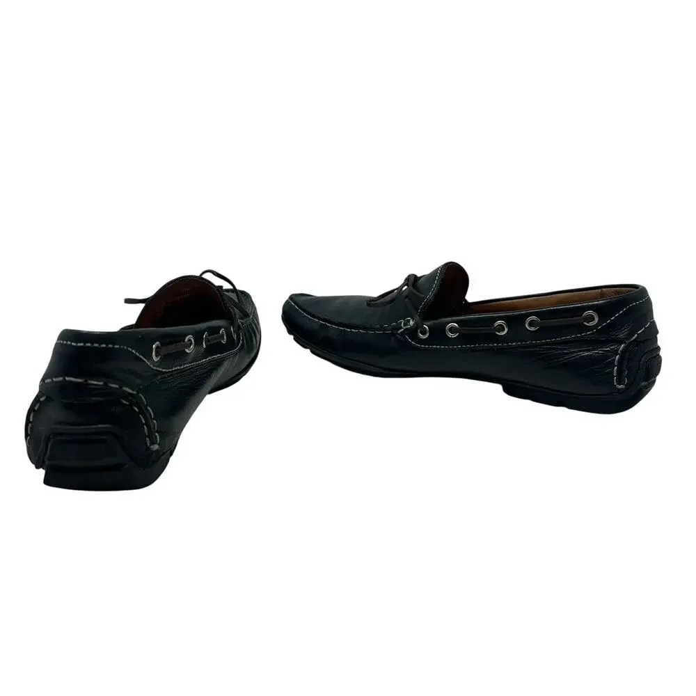 Peter Millar Pebbled Leather Driver‎ Moc Loafers Black Driving Shoes Men's 9M